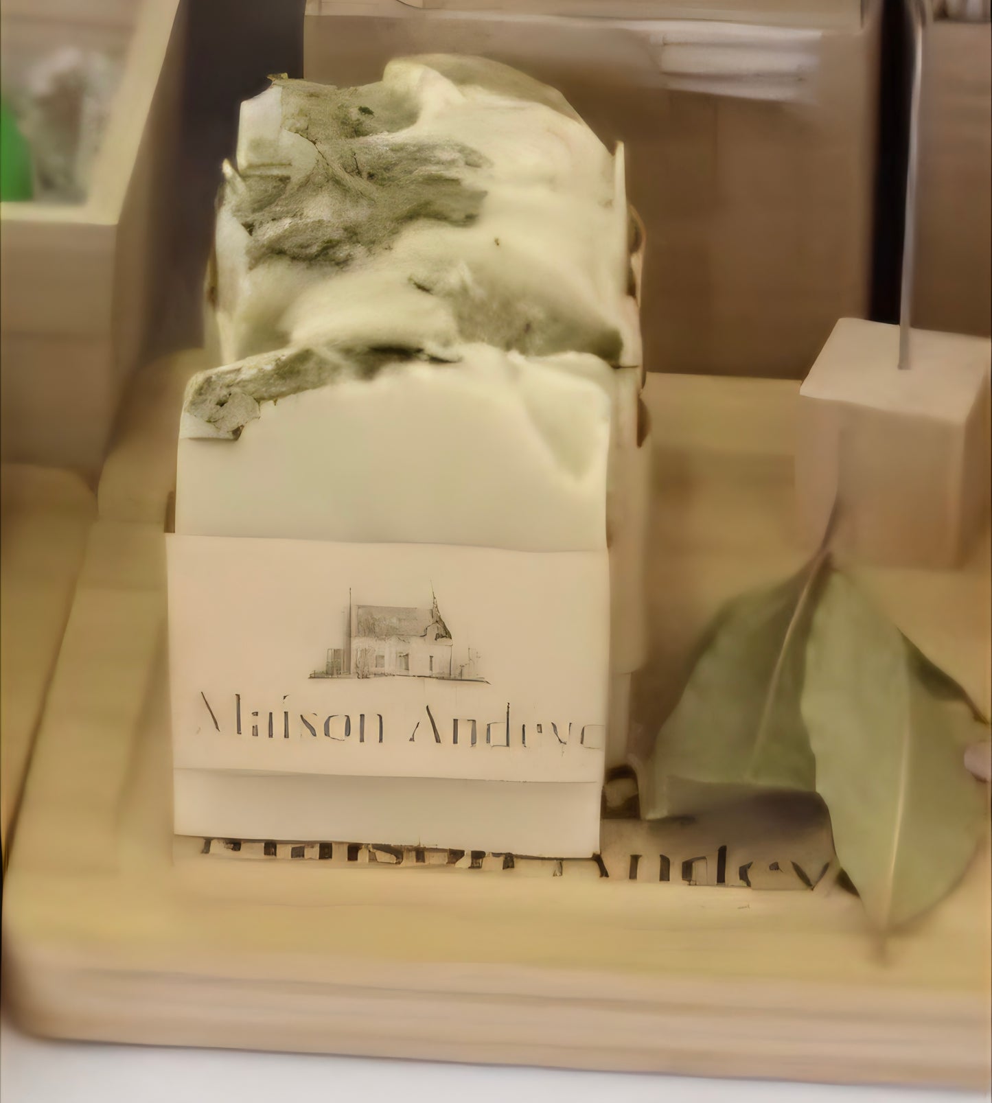 Maison Andeve handmade herbal soap bar with natural botanicals and soft creamy texture, artisan cold process skincare