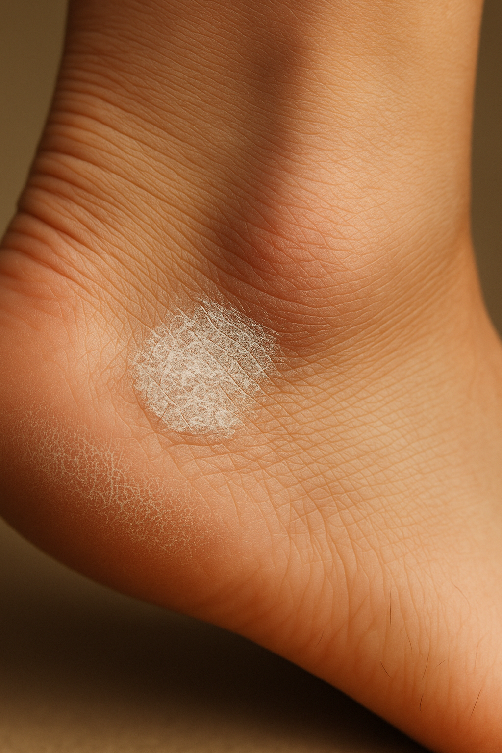 Close-up of dry skin texture showing rough, dehydrated areas before applying a natural solid lotion bar.