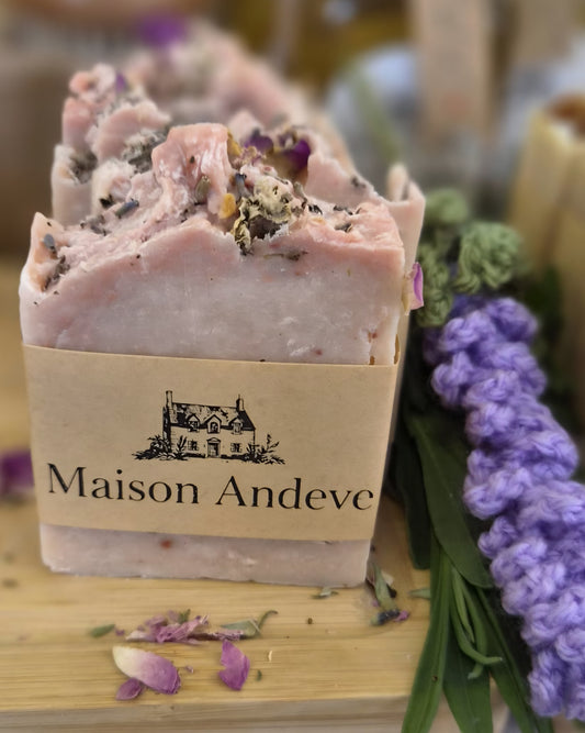 Blushing Rose & Lavender Soap Bar – Natural Handmade Soap with Pink Clay